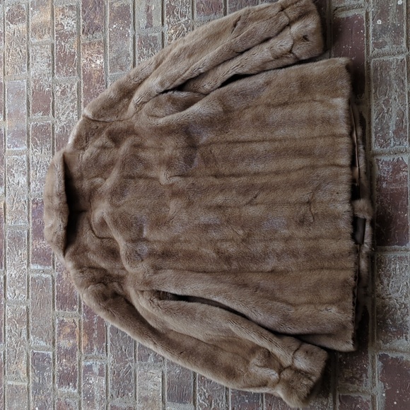 Vintage 1960s Faux Fur Beige Mink Style Cropped Coat Cut Fur Tissavel - Picture 7 of 10